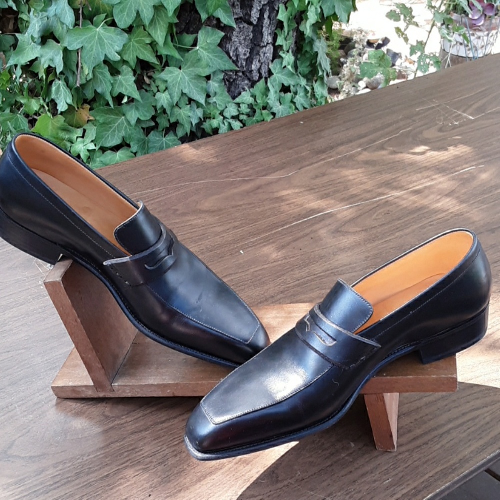 J.M. Weston  black leather  loafers